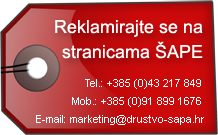 Reklamirajte se na stranicama ŠAPE!