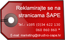 Reklamirajte se na stranicama ŠAPE! Reklamirajte se na stranicama ŠAPE!