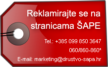 Reklamirajte se na stranicama ŠAPE!